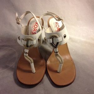 Michael Kors White Patent Leather Sandal with Rope